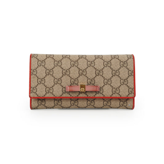 Gucci Bow Long Wallet Monogram Canvas