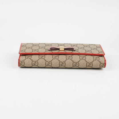 Gucci Bow Long Wallet Monogram Canvas