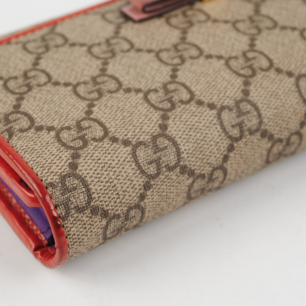 Gucci Bow Long Wallet Monogram Canvas