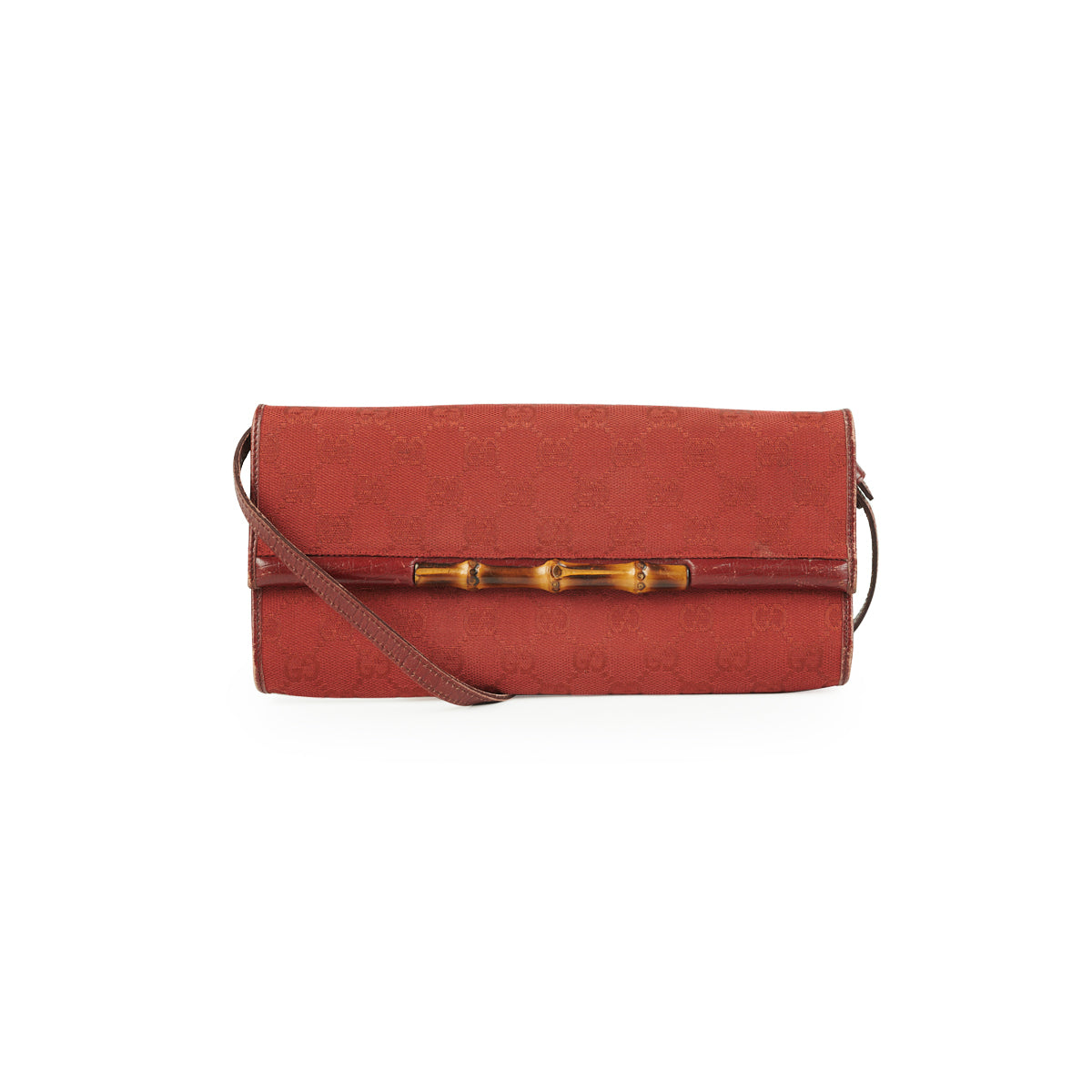 Gucci Bamboo Canvas Wallet on Chain (WOC) Red