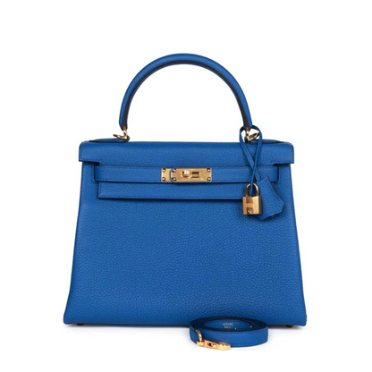 Hermes Kelly Retourne 28 Togo Bleu France Gold Hardware