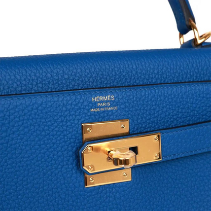 Hermes Kelly Retourne 28 Togo Bleu France Gold Hardware