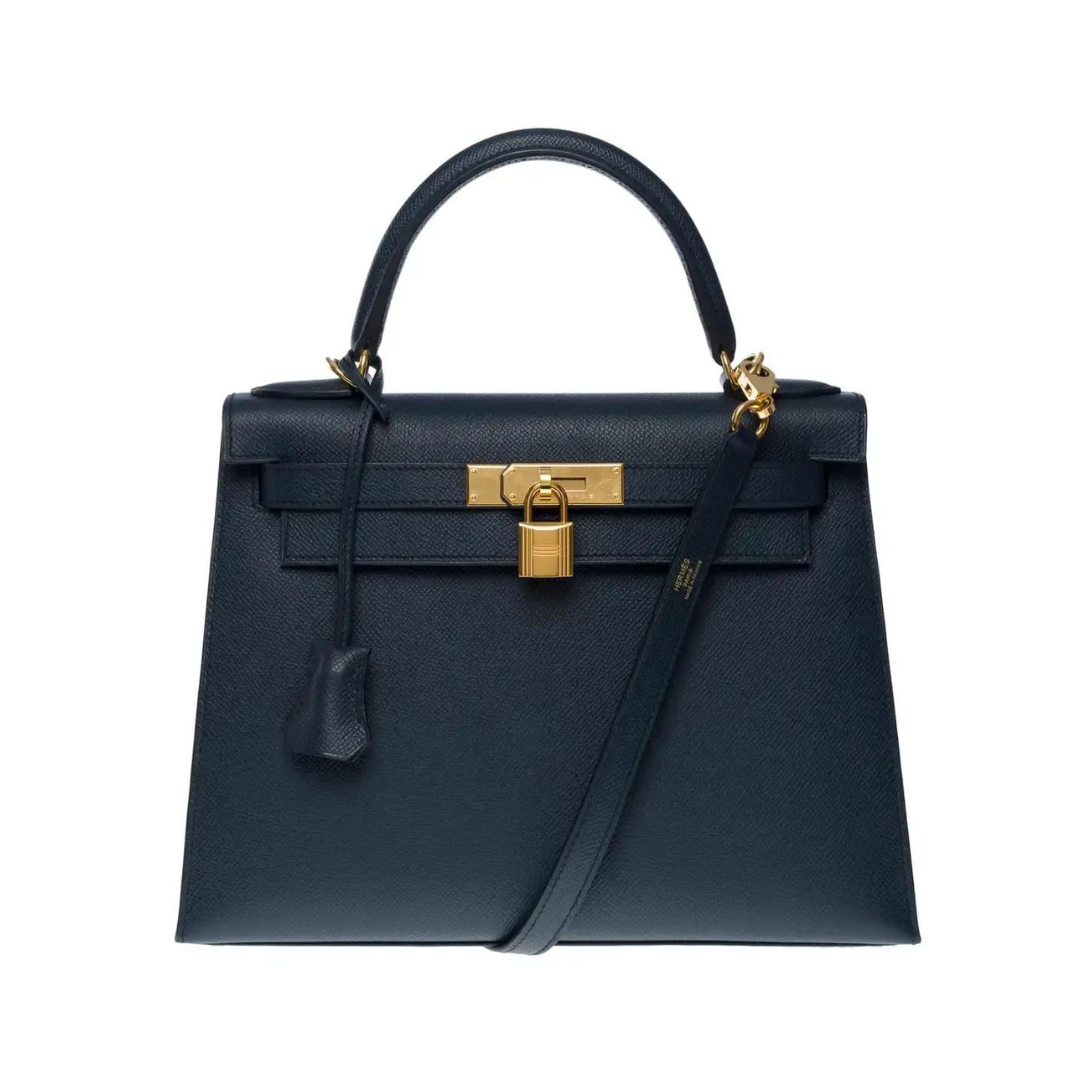 Hermes Kelly 25 Sellier Epsom Blue Indigo Gold Hardware