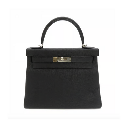 Hermes Kelly II Retourne 28 Togo Noir Palladium Hardware