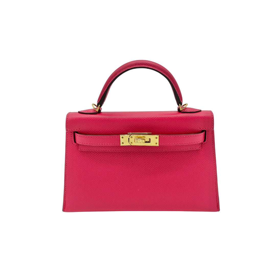 Hermes Kelly 20 Mini Epsom Rose Extreme Gold Hardware