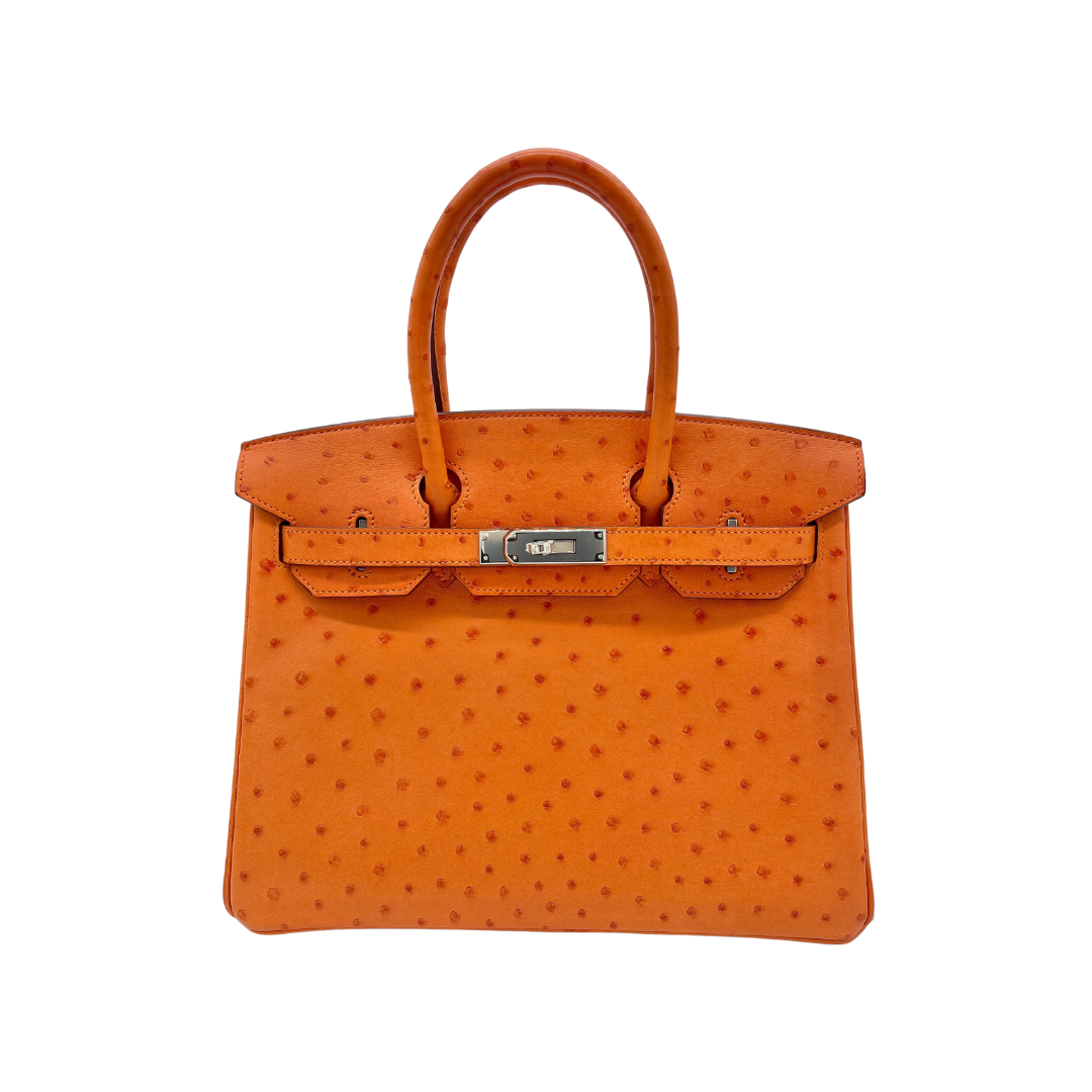 Hermes Birkin 30 Ostrich 5K Tangerine Palladium Hardware