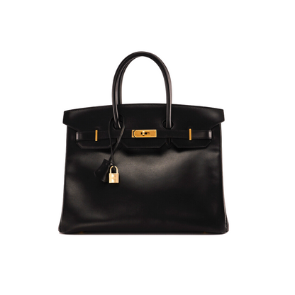 Hermes Birkin 35 Noir Box Leather Gold Hardware