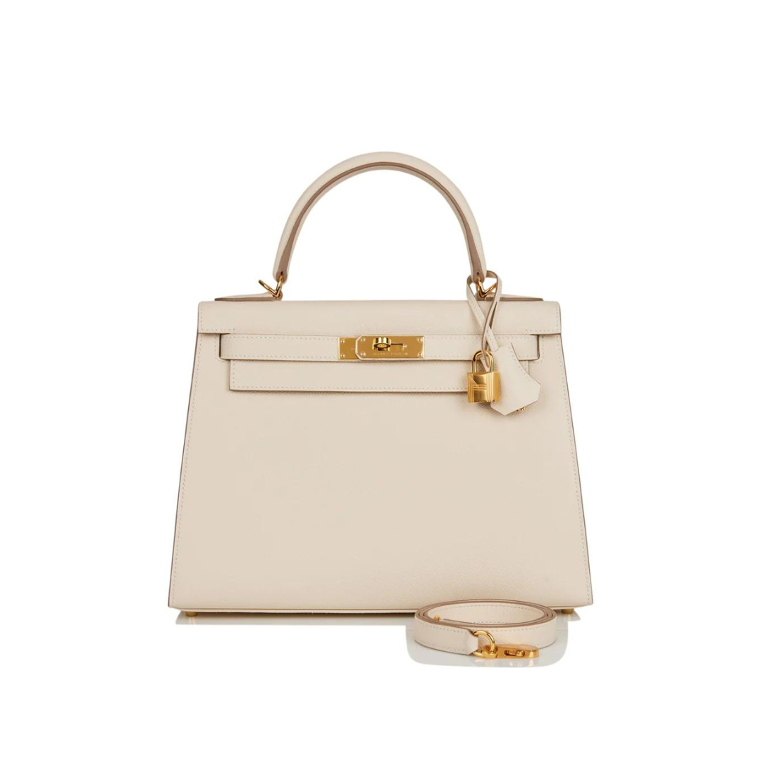 Hermes Kelly Sellier 28 Epsom Craie Gold Hardware