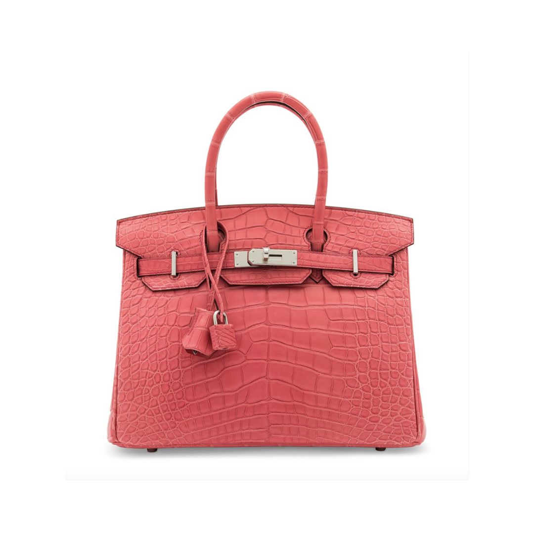 Hermes Birkin 30 Alligator Matte Bougainvillier Palladium Hardware