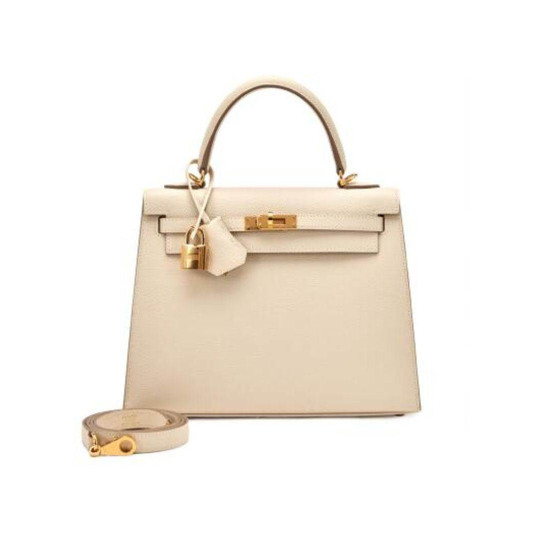 Hermes Kelly 25 Sellier Nata Epsom Gold Hardware