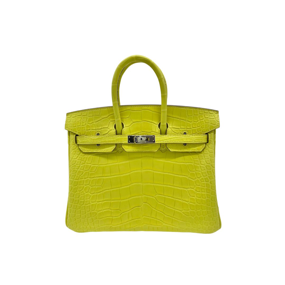 Hermes Birkin 25 Matte Alligator Lime Palladium Hardware