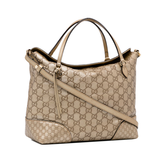 Gucci Bree Shoulder Bag Brown Guccisima Embossed Leather