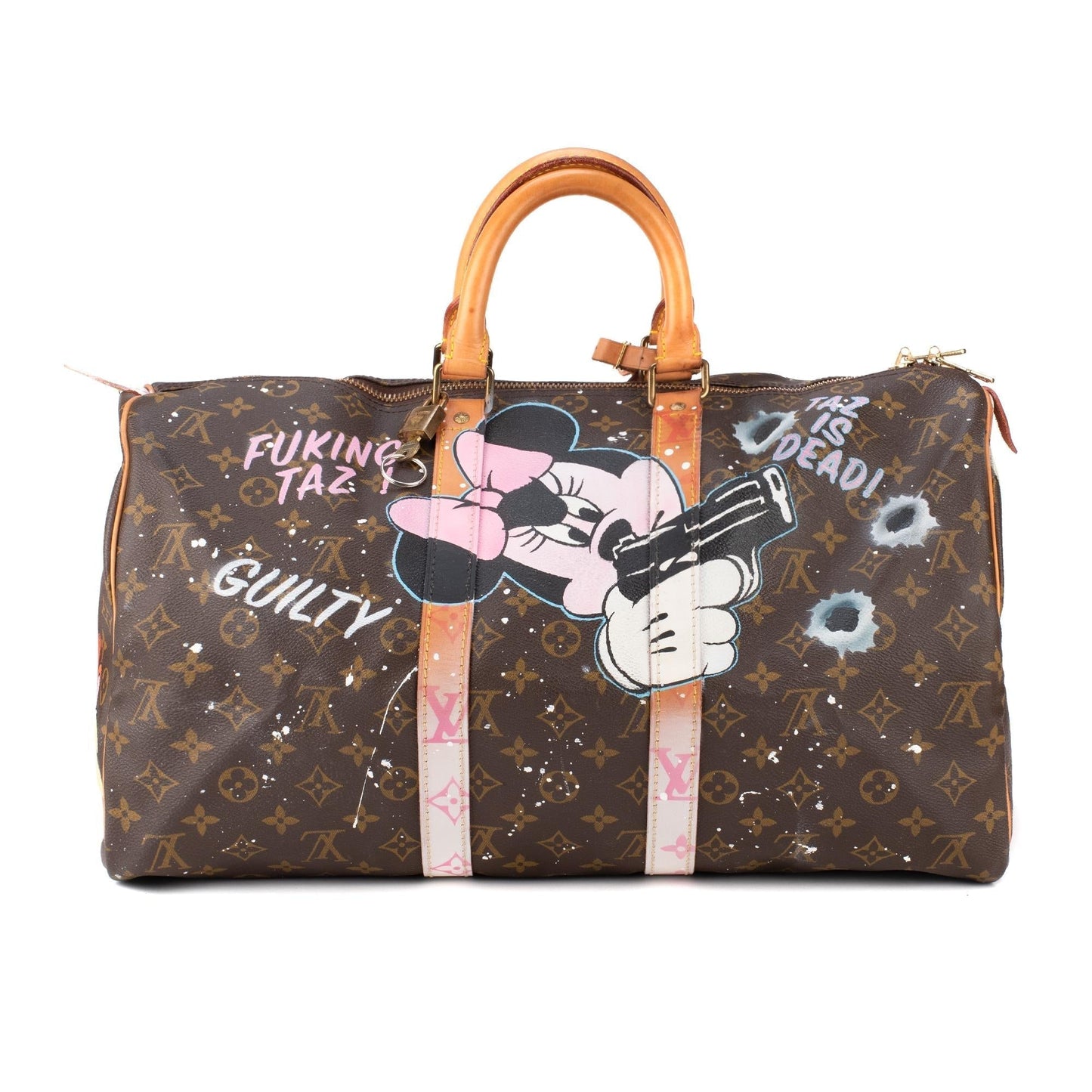 Louis Vuitton  Travel Bag 45 Monogram customized "Fucking Taz" by PatBo