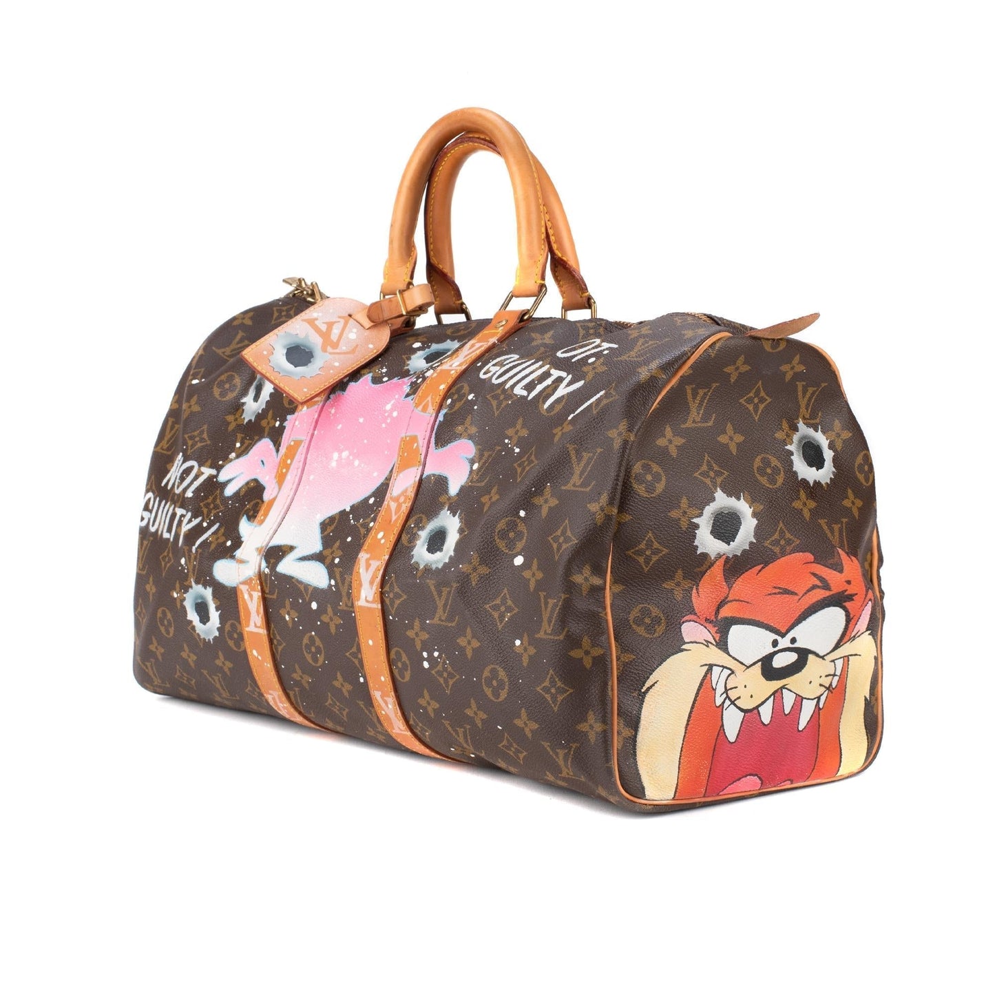 Louis Vuitton  Travel Bag 45 Monogram customized "Fucking Taz" by PatBo