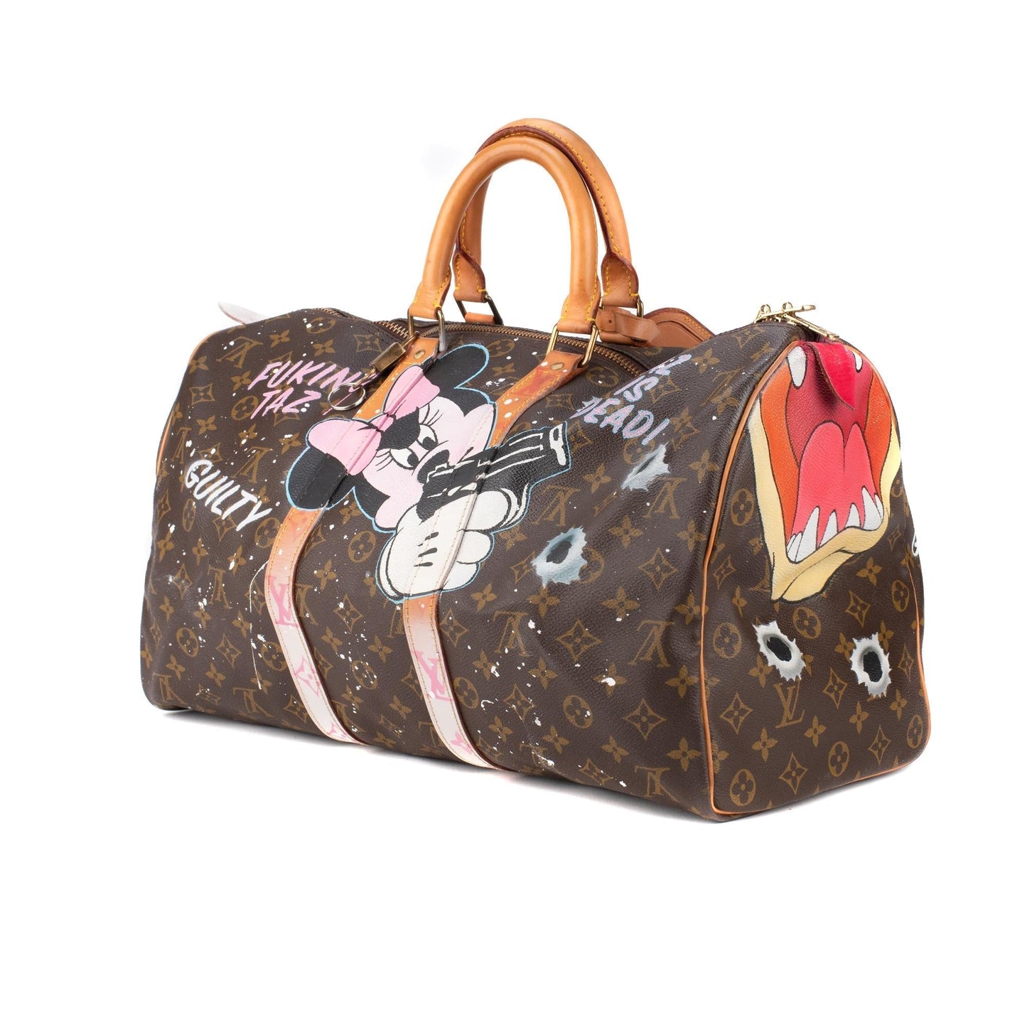 Louis Vuitton  Travel Bag 45 Monogram customized "Fucking Taz" by PatBo