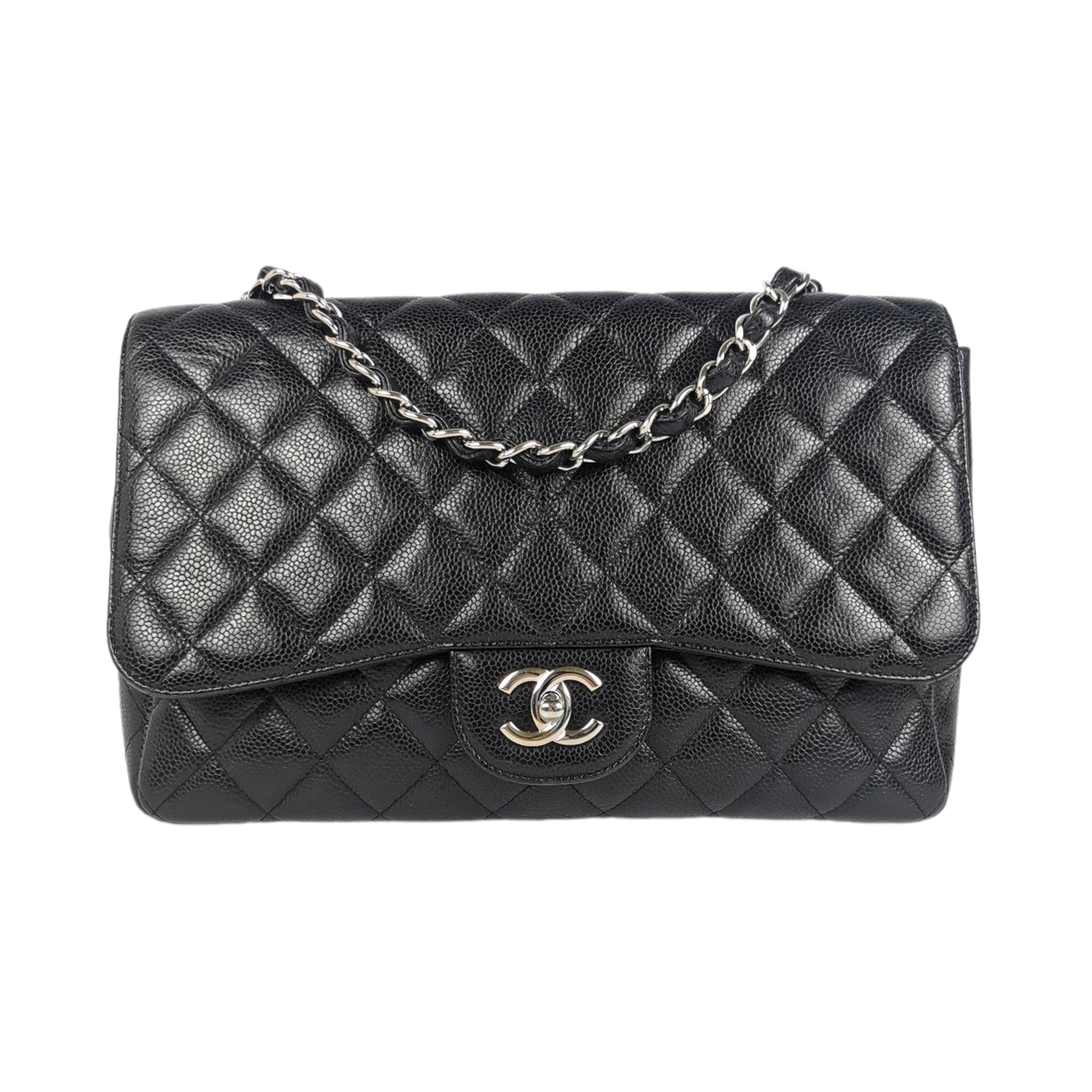 Chanel Classic Single Flap Black Caviar Silver