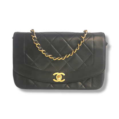 Chanel Diana Small Black Lambskin Gold