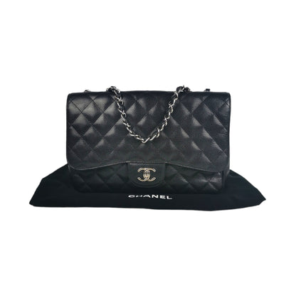 Chanel Classic Single Flap Jumbo Black Caviar Silver