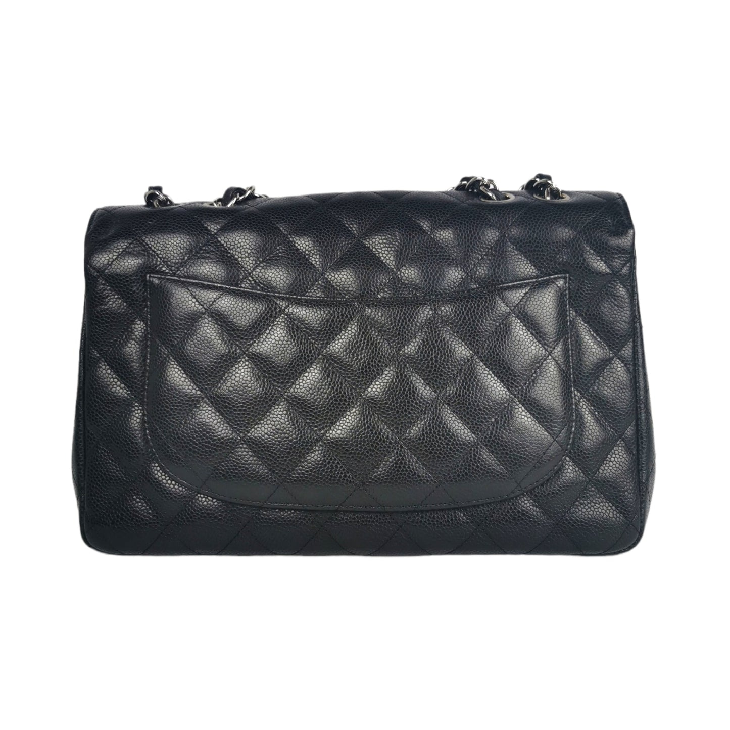 Chanel Classic Single Flap Jumbo Black Caviar Silver