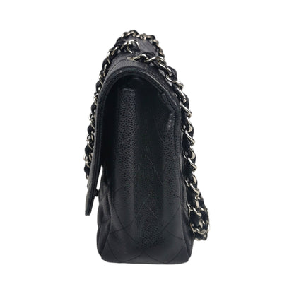 Chanel Classic Single Flap Jumbo Black Caviar Silver