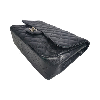 Chanel Classic Single Flap Jumbo Black Caviar Silver