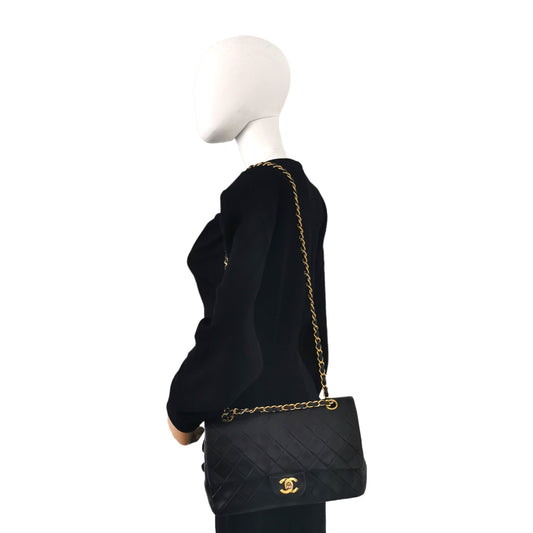 Chanel Classic Double Flap Medium Black Lambskin Gold