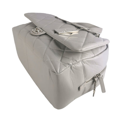 Chanel Bowling Bag Light Grey Calfskin Silver