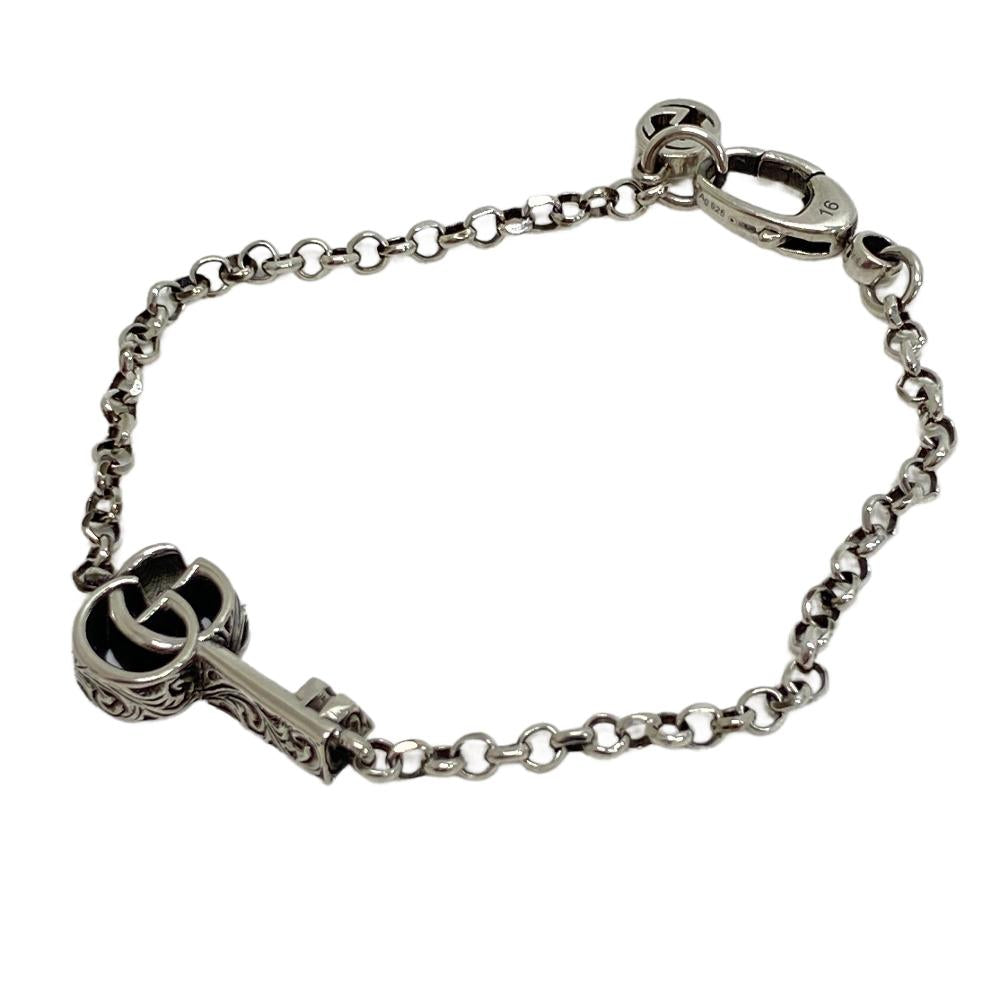 GUCCI bracelet Silver925 Silver 16 925 6.9g double G key Arabesque Women() Used