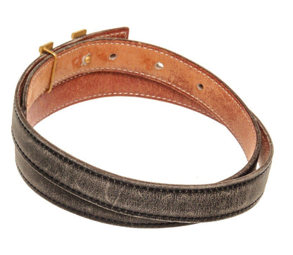 Hermes Black Brown Vintage Skinny Leather H Belt