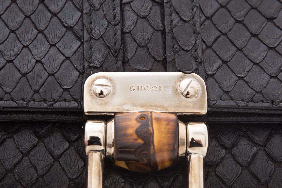 Gucci Black Python Clutch