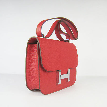 Hermes Constance Cowskin Leather Bag H017 red silver