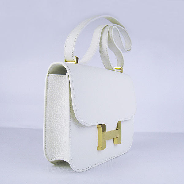 Hermes Constance Cowskin Leather Bag H017 white golden