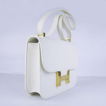 Hermes Constance Cowskin Leather Bag H017 white golden