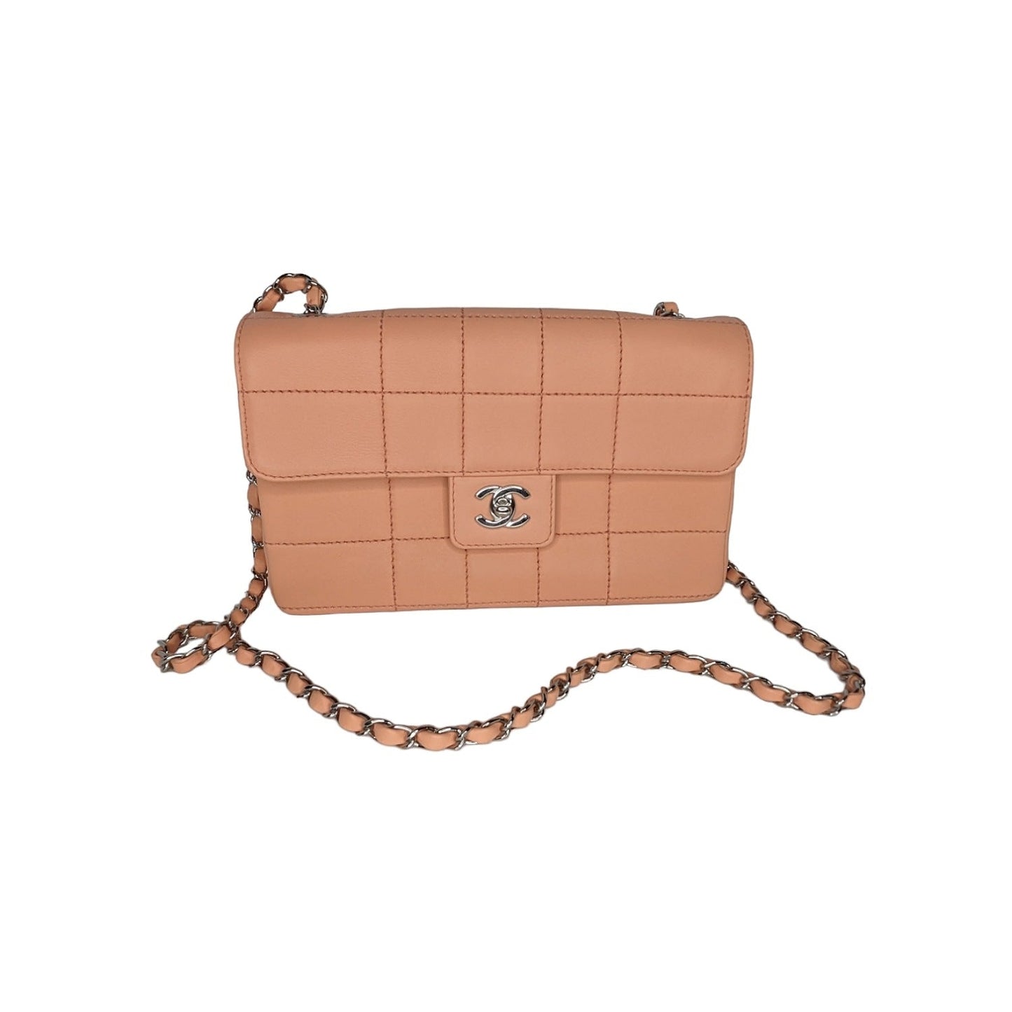 Chanel Vintage Peach Square Quilted Medium Flap Bag