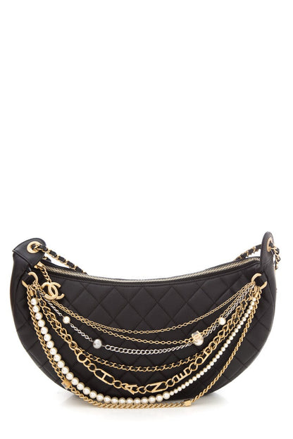 Chanel Black All About Chains Hobo HandBag