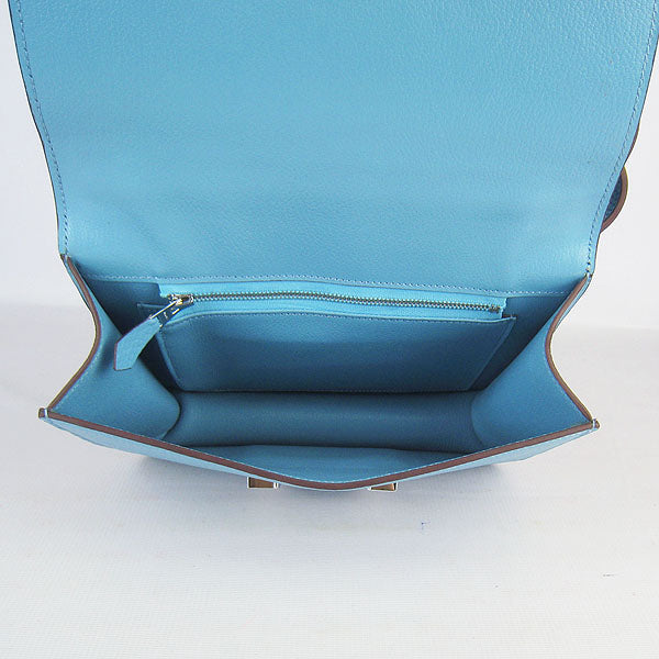 Hermes Constance Cowskin Leather Bag H017 light blue silver