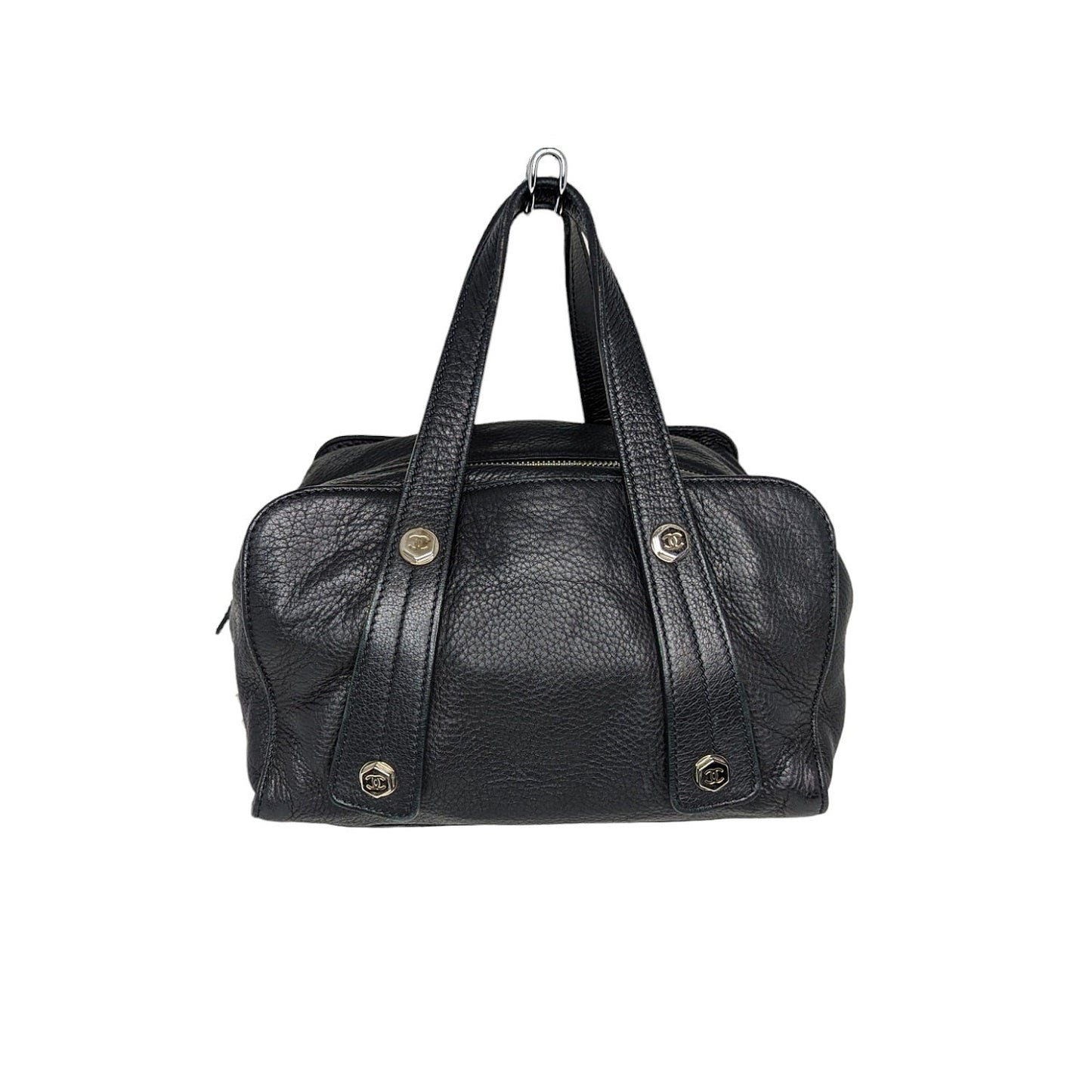 Chanel Black Grained Calfskin Bolt Bowler Bag