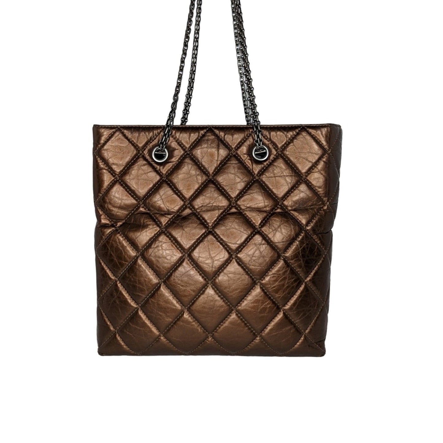 Chanel Metallic Aged Calfskin Quilted Reissue Tall Tote Bronze