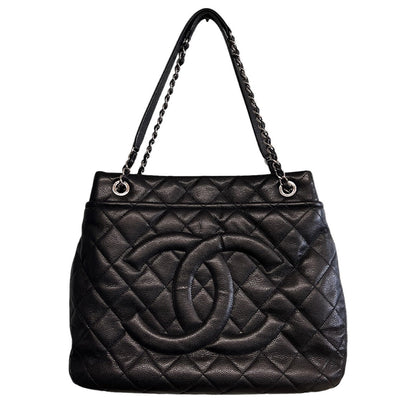 Chanel Black Quilted Caviar Timeless Soft Shopper Tote