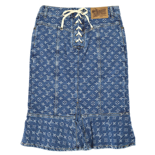 Louis Vuitton 2007 Monogram Denim Skirt #40