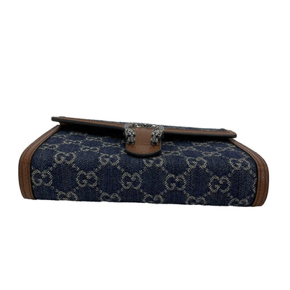 GUCCI - Dionysus GG Denim Shoulder Bag Collection - Blue Brown w/ Shoulder Chain