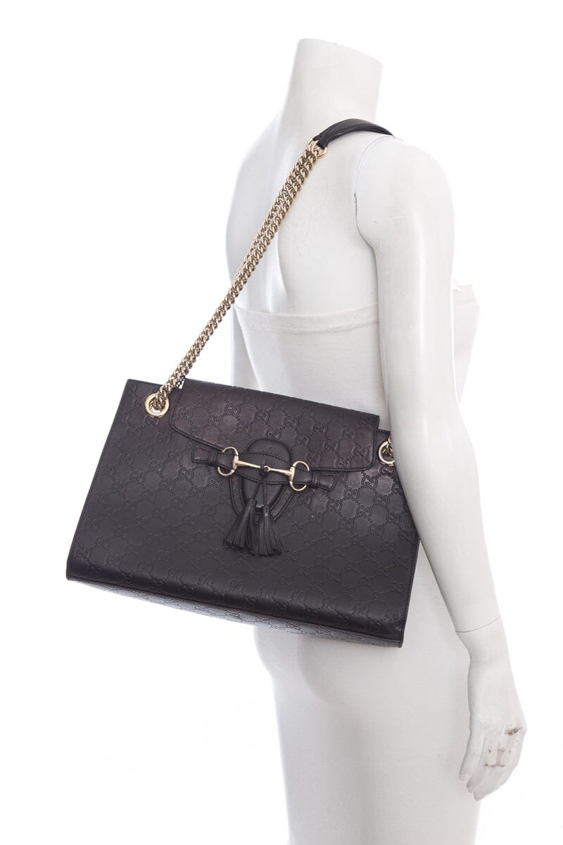 Gucci Black Guccissima Chain Shoulder HandBag