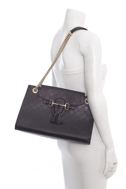 Gucci Black Guccissima Chain Shoulder HandBag