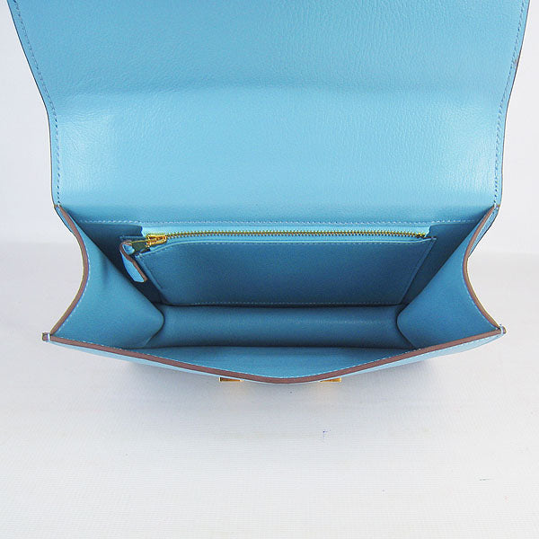 Hermes Constance Cowskin Leather Bag H017 light blue golden