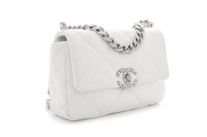 Chanel 19 White Puff Quilted Lambskin HandBag