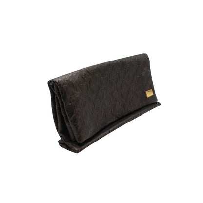 LOUIS VUITTON Dark Silver/ Brown Metallized Folded Clutch