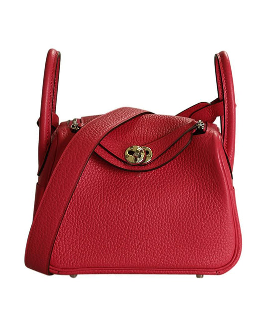 Hermes Mini Lindy 20 Rose Extreme Taurillon Clemence 2- Way Bag