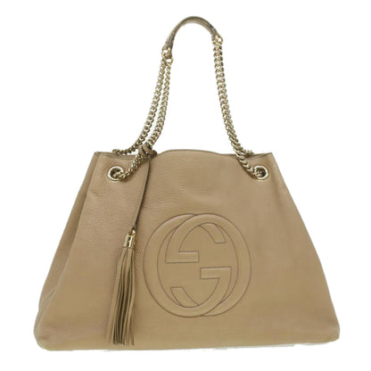 GUCCI Chain Soho Shoulder Bag Leather Beige 310306  am3948