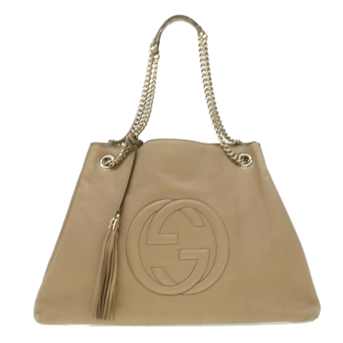 GUCCI Chain Soho Shoulder Bag Leather Beige 310306  am3948