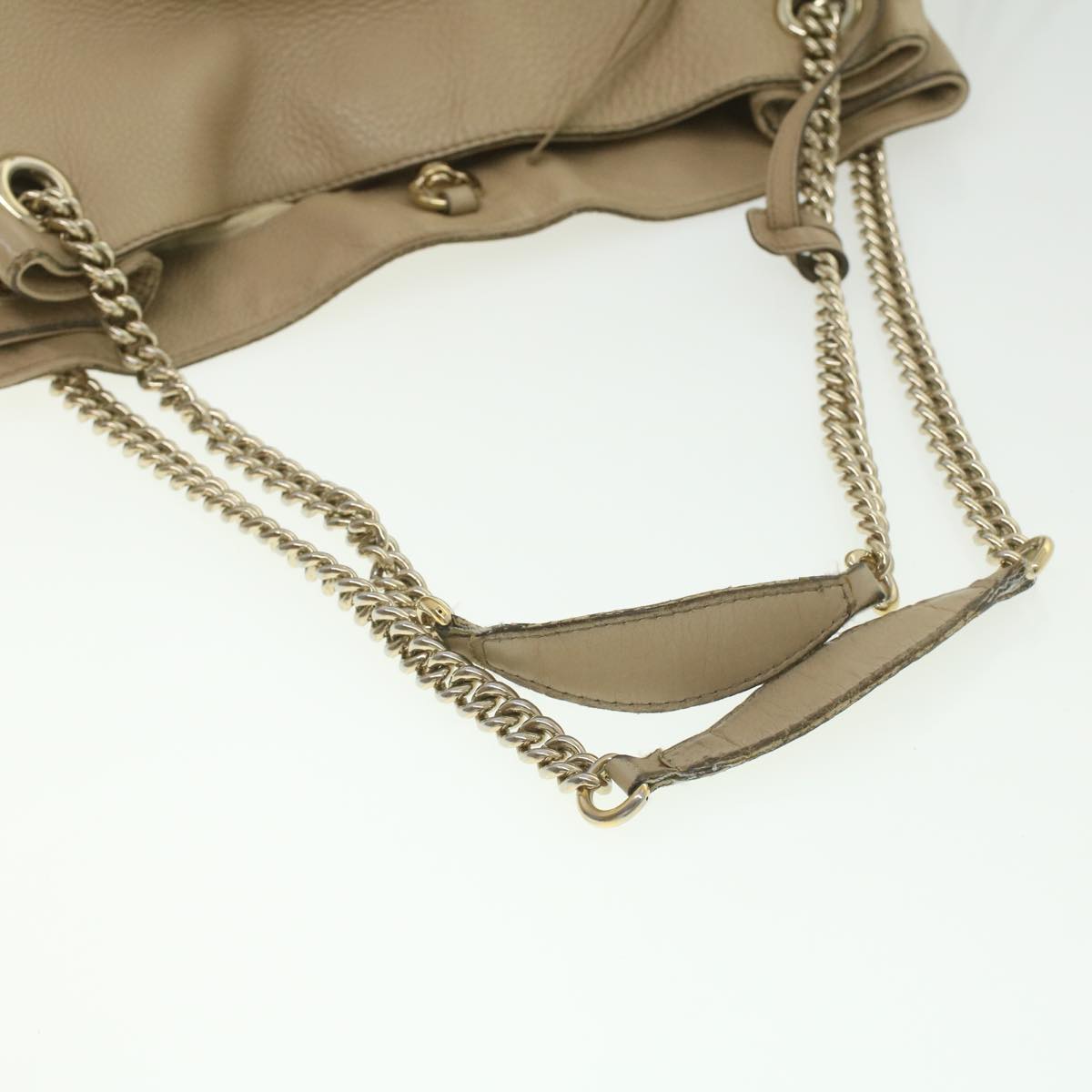 GUCCI Chain Soho Shoulder Bag Leather Beige 310306  am3948